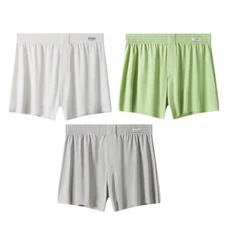 3PCS Men Underwear Ice Silk Boxer Shorts Seamless Breathable Low Rise Trunks