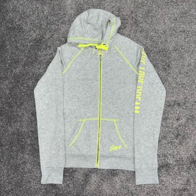 Aero Jacket Womens Medium Hoodie Full Zip Live Love Dream Gray Yellow Spellout