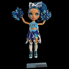 Skyler Bradshaw Rainbow High Fashion Doll Blue Doll Cheerleader Pom Poms Comb