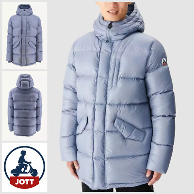 JOTT Herren Jacke Mantel Größe UK L Dakhla leichte Daunen Kapuze - blau 