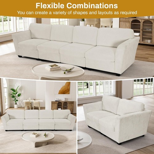 134.65" Modular Sectional Sofa Couch for Living Room, Corduroy Modular 4 Seater - Picture 4 of 9