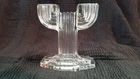 VTG Queen Mary Clear Double Light Candlestick Anchor Hocking Cactus Art Deco