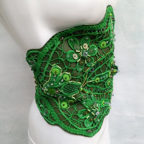 Fashion Women Ladies Italian Fashion Embroidered Elastic Dress Bead Faux Leather - Picture 9 of 24