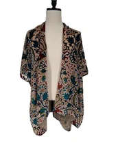 Sterling & Stitch Womens Jewel Tone Paisley Velvet Burnout Kimono Boho OS