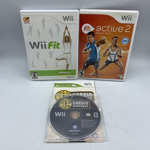 Wii Fit, Active 2 Personal Trainer, Gold's Gym Cardio Workout (Nintendo Wii) Lot