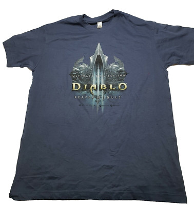 Diablo III: Reaper of Souls T-shirt Dark Blue Blizzard original merch size L New