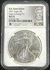 2021 $1 AMERICAN SILVER EAGLE NGC MS70 U.S. STATE SERIES ILLINOIS LABEL T2