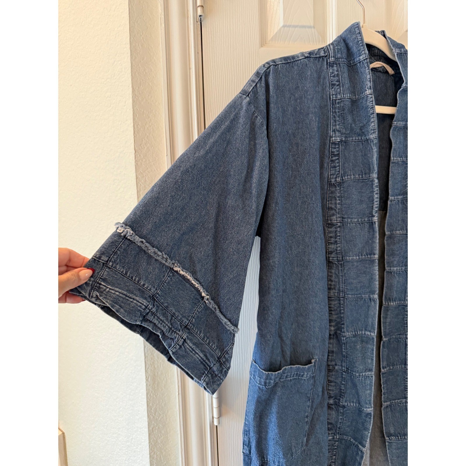 Soft Surroundings Patchwork Denim Open Front Jack… - image 3
