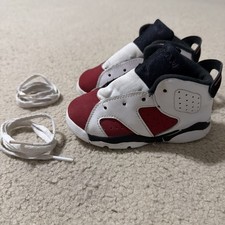 Nike Jordan 6 Retro Size 7C Toddlers Shoes Sneakers 384667-160 White Red Carmine