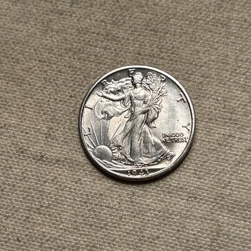 (1) Beautiful Vintage 1943-S Walking Liberty Half Dollar CHOICE AU/BU SLIDER SC