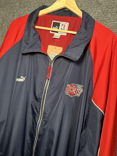Y2K NBA Official Houston Rockets Size 3XL Full Zip Jacket Windbreaker Red/Navy