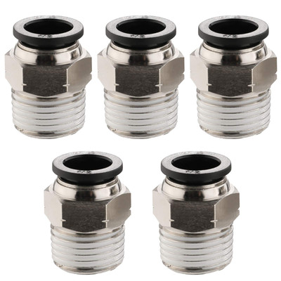 5PCS Pneumatic Male Straight 1/2'' Tube OD x 1/2'' NPT Thread Push to Connect A...