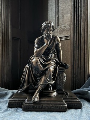 Vintage Sculpture of Ancient Greek Philosopher Socrates Seated