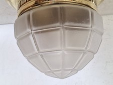 Deckenlampe, Plafoniere, mit Glasschirm matt, Karo Muster, Ring aus Messing