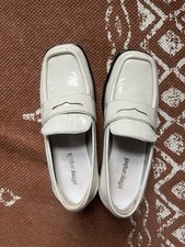 Jeffrey Campbell Sorbonne Penny Loafer Ivory Crinkle Patent Women's Size 7