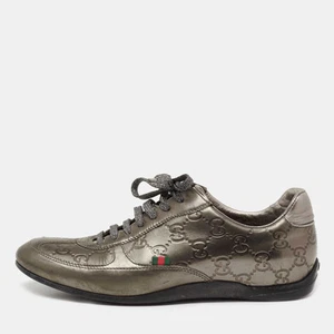 Baskets basses Gucci bronze métallisé cuir Guccissima pointure 36,5