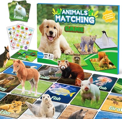 zheyistep 100 PCS Animal Matching Game for Kids Toddlers Memory Game, Animal... 