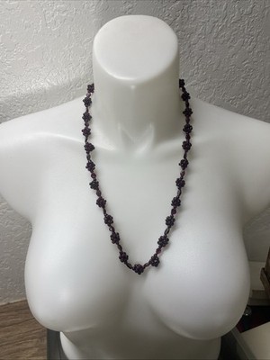Vintage Maroon Glass Beaded Necklace Estate Jewelry Find KG JD