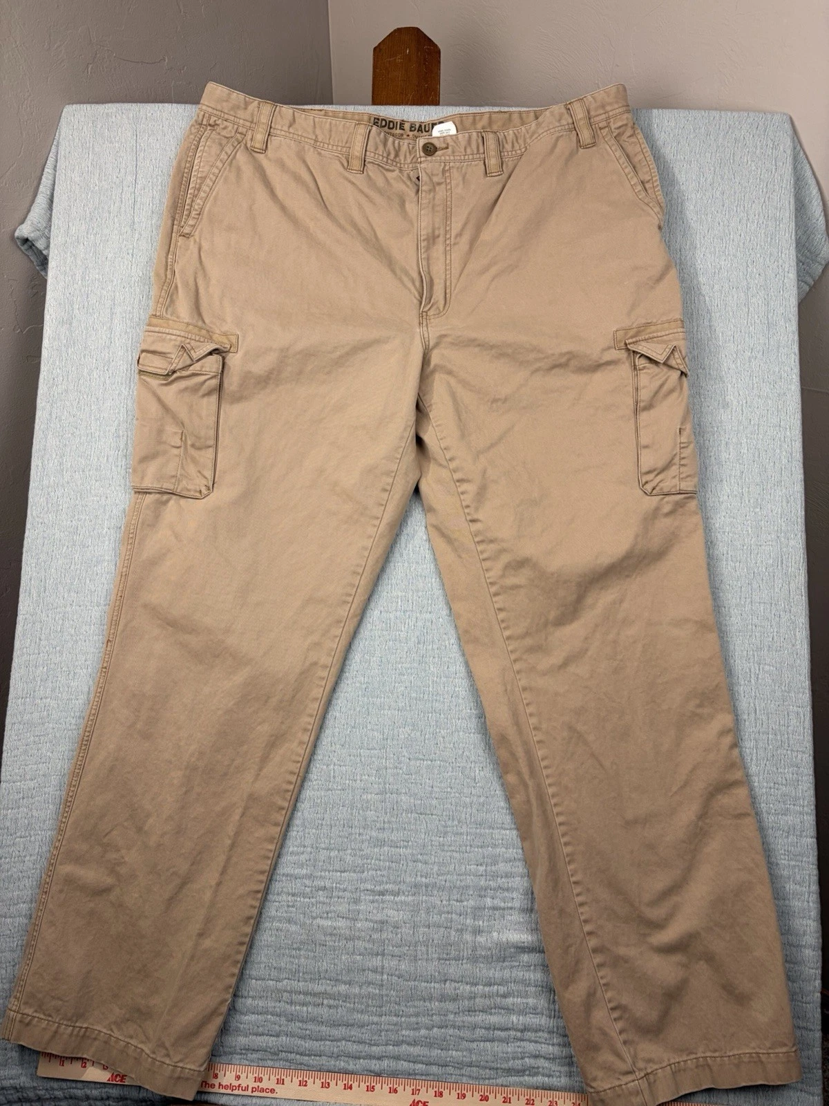 Eddie Bauer Mens Cargo Pants 46x36 Tall Loose Fit Khaki Outdoor Hiking