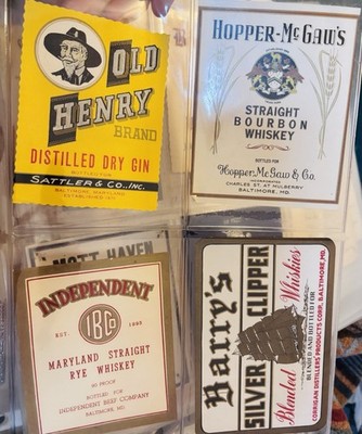 Lot of 24 Liquor Labels-NOS- Whiskey, Gin, Wine Many Maryland Brands