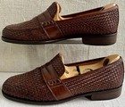 J Peterman Company Made in Italy Brown Woven Leather Penny Loafers US 10.5 M — photo 2
