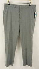 New Perry Ellis Performance Slim Fit Dress Pants Mens 34 x 32 Gray Check Stretch
