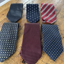 Lot of 6 Bergamo New York Tie Pure 100% Silk Assorted Geometric Pattern Necktie