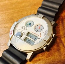 MINT CITIZEN Record Label Ana-Digi Temp White Dial Black Rubber 23cm