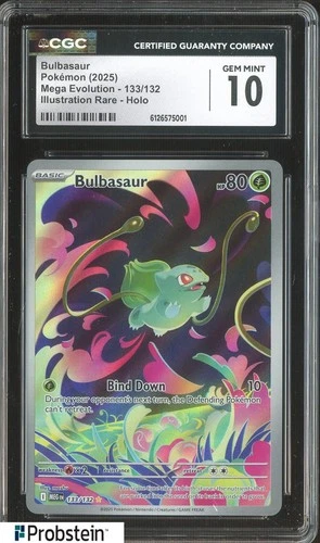 2025 Pokemon Mega Evolution #133 Bulbasaur Illustration Rare CGC 10 GEM MT