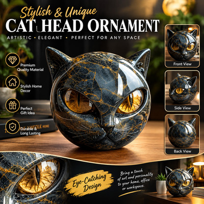 Schwarze Katze Stein Figur Harz Marmor Textur Schreibtisch Dekor Andenken Geschenk