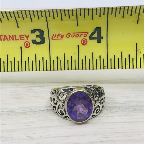 Sterling Silber filigran und lila Cabachon Amethyst Optik Stein Ring Größe 7,5 - Bild 19 von 24