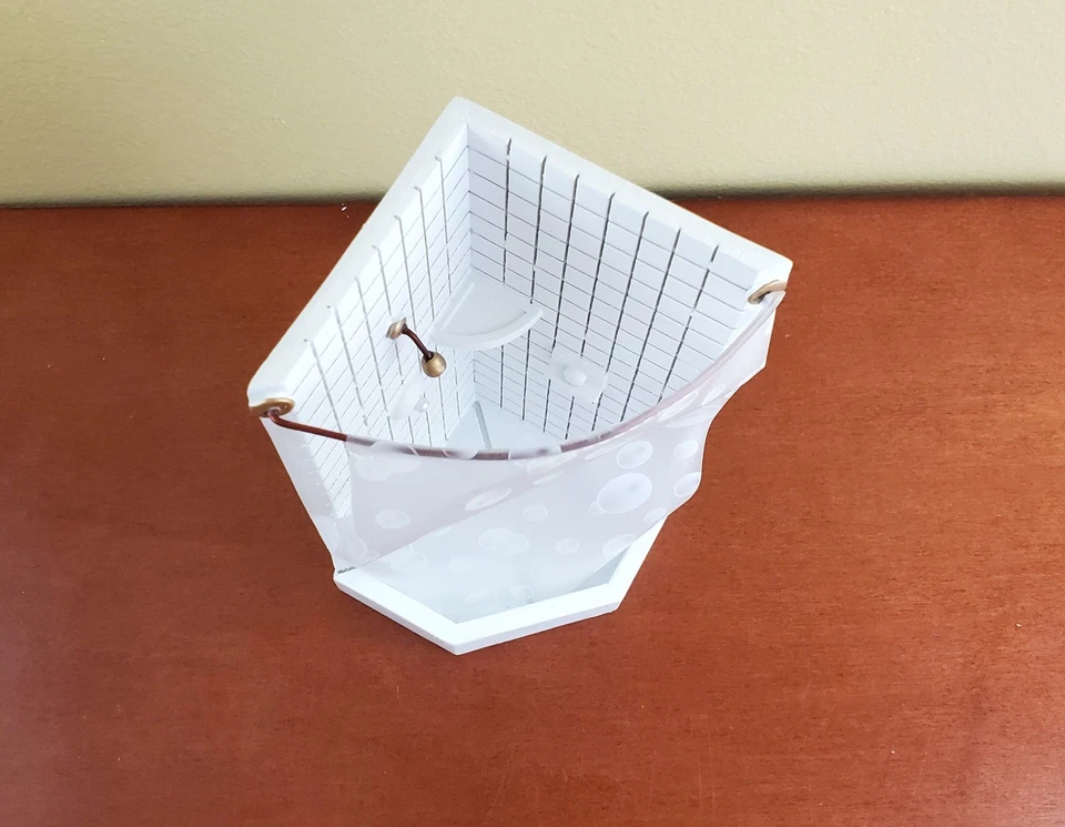 Mueble de baño moderno blanco con ducha de esquina en miniatura para casa de muñecas escala 1:12 Foto 4 de 4