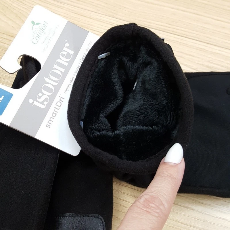 Guantes ISOTONER Para Hombre XL Negro Pantalla Táctil Repelente al Agua Felpa Forrada Invierno Foto 3 de 4