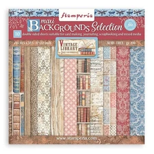 Stamperia Backgrounds Double-Sided Paper Pad 12"X12" 10/Pkg-Vintage Library, 10
