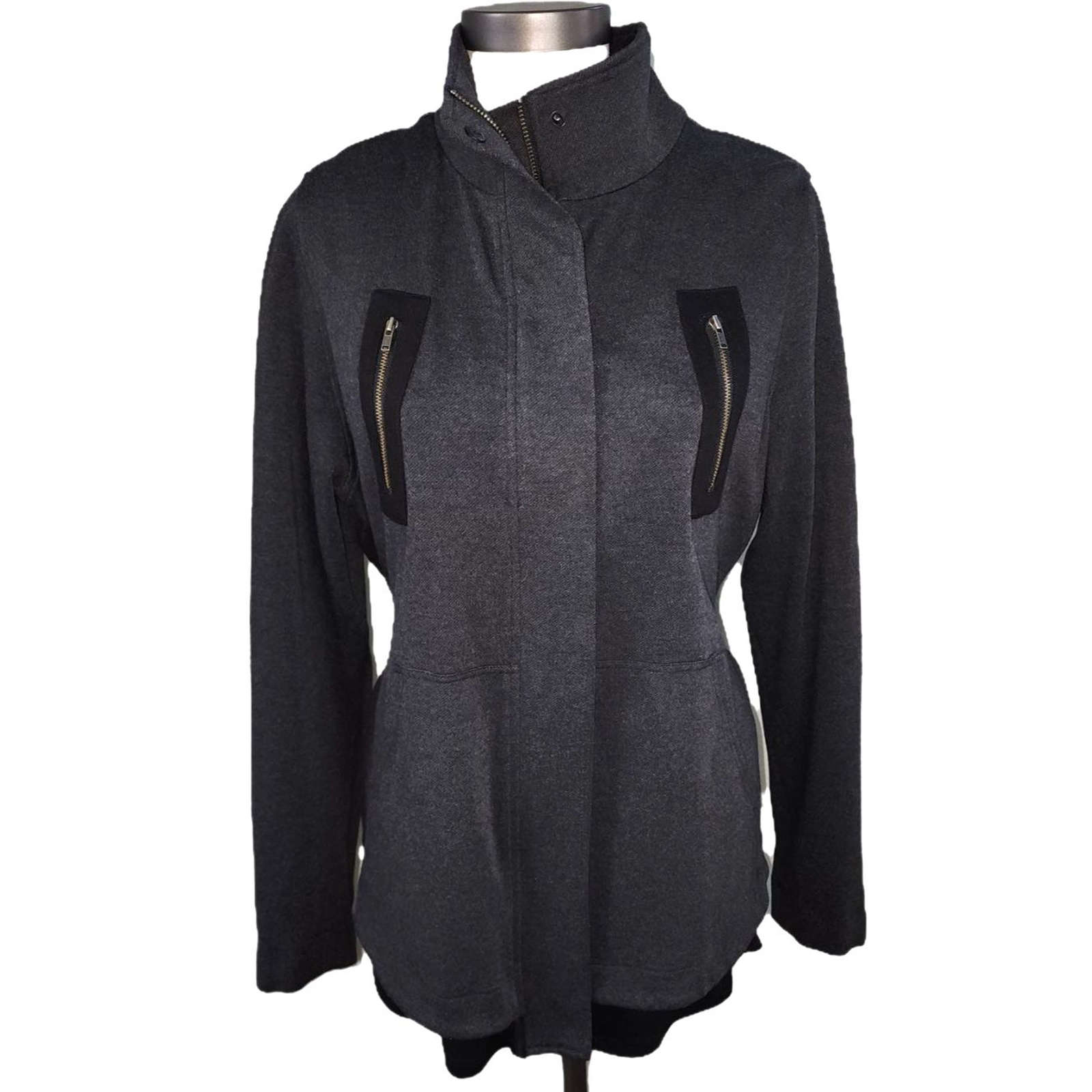 CABI 'Love Carol' Charcoal Grey Fleece Black Mesh Back Utility jacket Size M