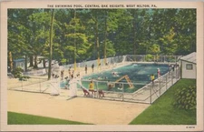 Postcard The Swimming Pool Central Oak Heights West Milton PA 1948 