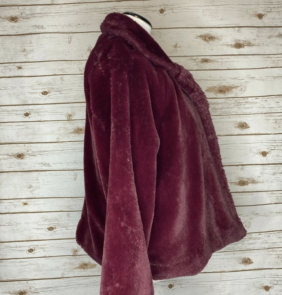 Ava & Viv 人造毛皮夹克 Boysenberry 腰长 L 码 — 第 3/4 张图片