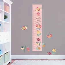 Personalised Cute Garden Butterflies Flowers Height Growth Sticker Chart Pack  