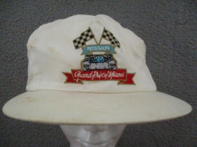Vintage Miami Grand Prix Nissan Cap Hat Embroidered White Cap