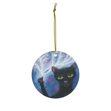 Lightning Cat Betty Jo Wolfe Ceramic Ornament