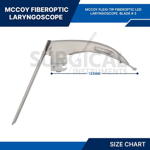 Mccoy Flexi-Tip Fiberoptic Led Laryngoscope Set- Blade # 3, Medium Handle German - Picture 2 of 11