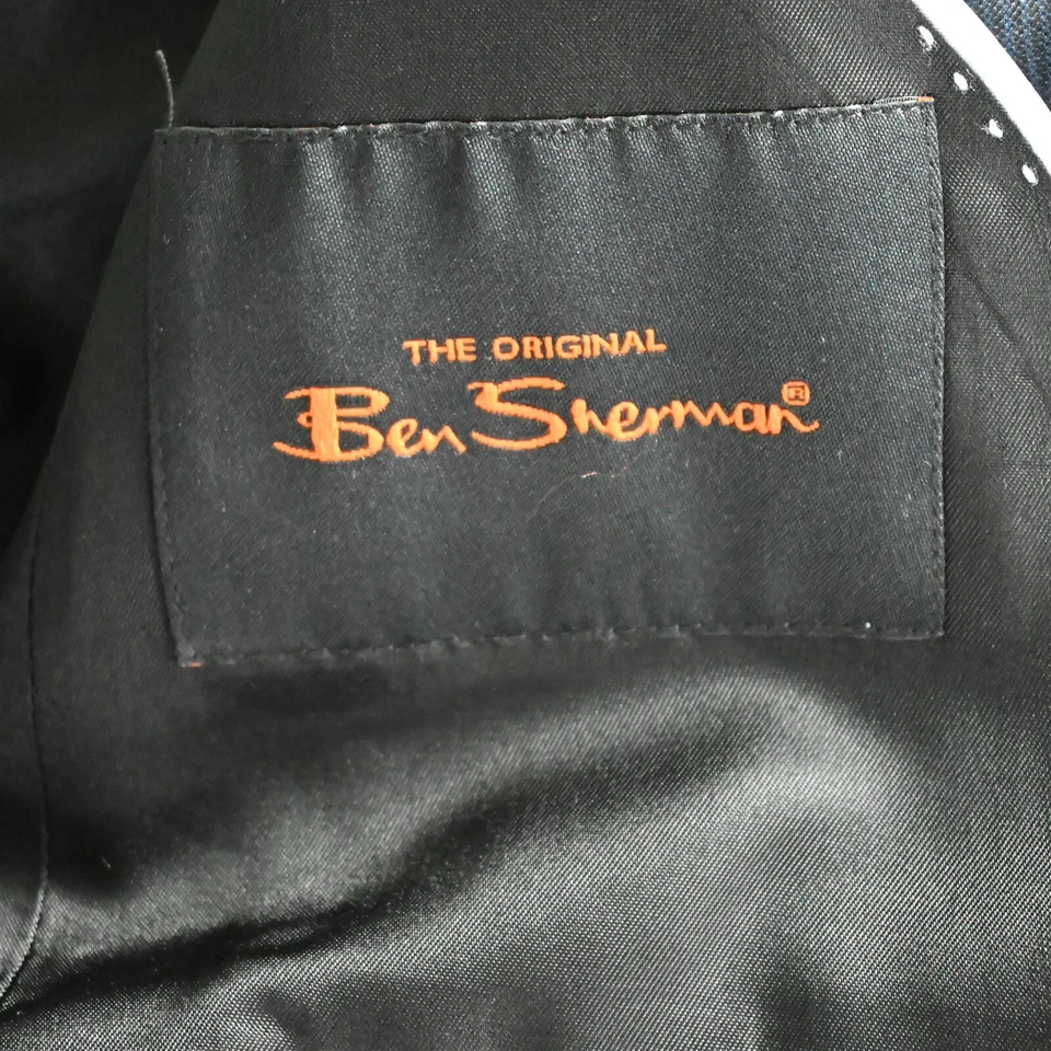 Blazer Traje Chaqueta Abrigo Deportivo Ben Sherman 40S Azul Cuadros 100% Lana Para Hombre Foto 4 de 4