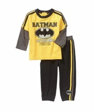 NWT DC Comics Batman Baby Boys L/S 2-Fer Tee & Pants Set Sz 0/3M 3/6M SO CUTE!!