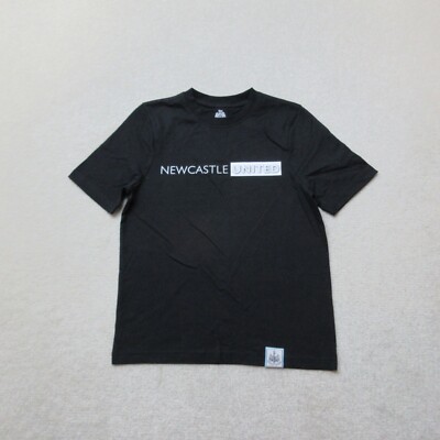 Newcastle United T-Shirt Kinder Junior Medium 10/11 schwarz Oberteil Jungen Freizeit neu ohne Etikett