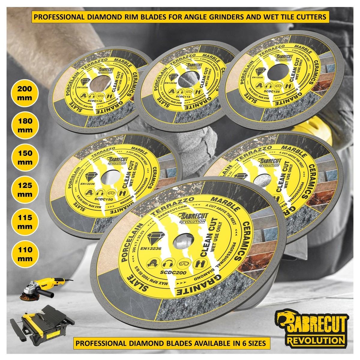 SabreCut 180mm Vacuum Brazed Diamond Cutting Disc – Multi Material, Angle Grinder, VBSC180MU - View #2