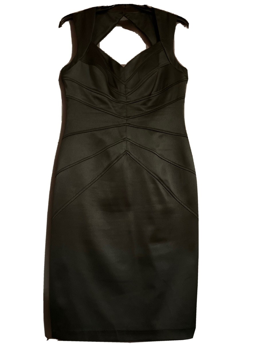 JESSICA SIMPSON Womens Satin Little Black Dress Sheath Bandage Cocktail Size 8