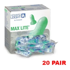 Howard Leight LPF-1 MAX LITE Uncorded Earplugs (20 PAIR)