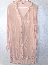 Victoria Secret Women's sz S Sleepshirt Button Gown Sleep Shirt Pink knit pocket