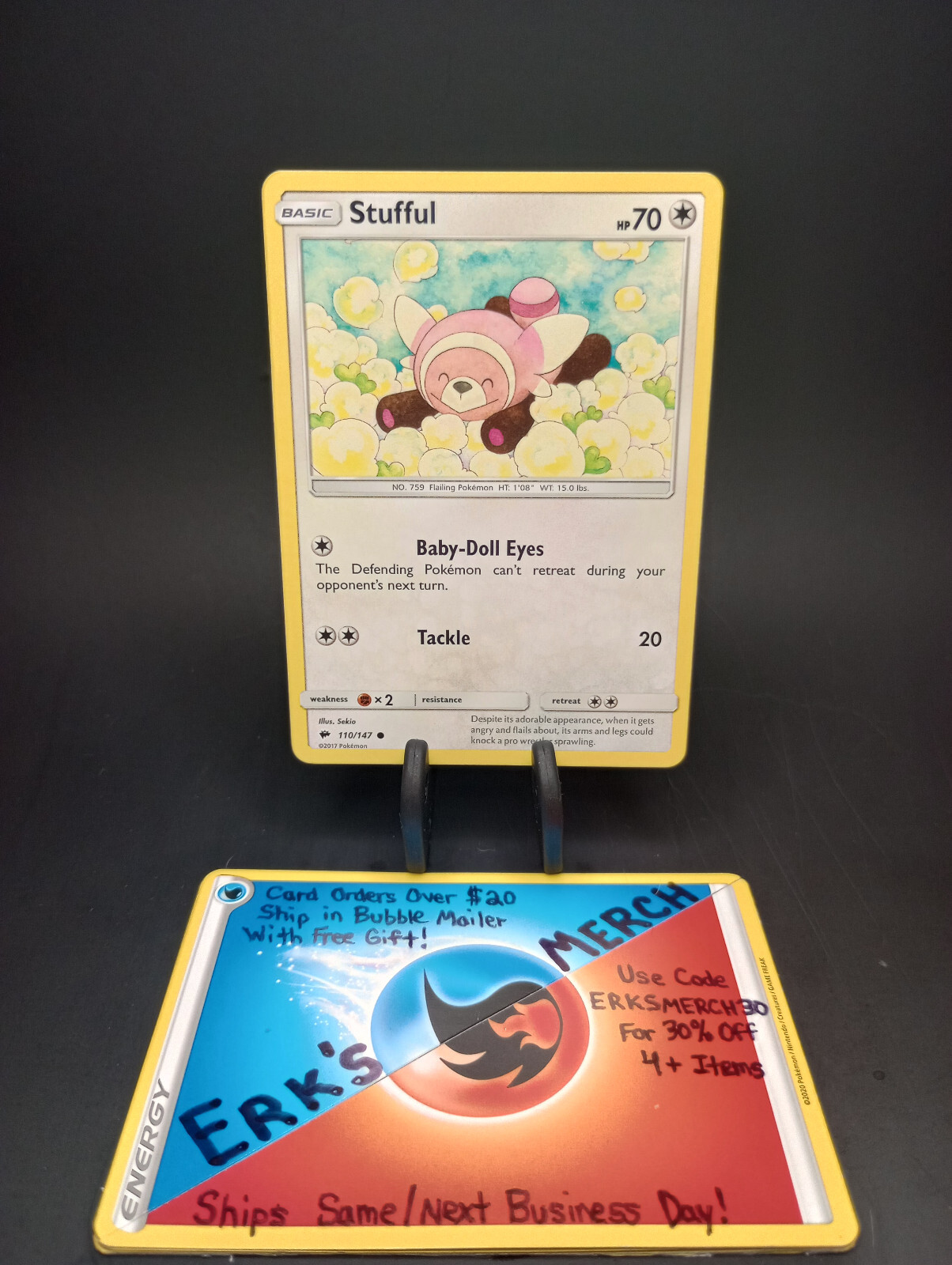 Stufful 110/147 Burning Shadows NM Regular Common Pokemon Card 