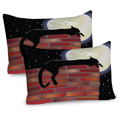 Sillhouette Cat Resting 2 Teiliges Kissenbezugs Set 40x80cm
